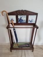 antieke paraplubak hout tegeltjes oud parapluhouder gang hal, Ophalen of Verzenden