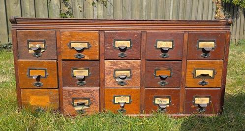 Antieke kleine eikenhouten Engelse apothekerskast ladekast, Antiek en Kunst, Antiek | Meubels | Kasten, Ophalen