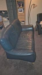 Donkergroen leren bankstel - 2,5 en 2 zits, Ophalen, Gebruikt, Tijdloos, Vierpersoons of meer