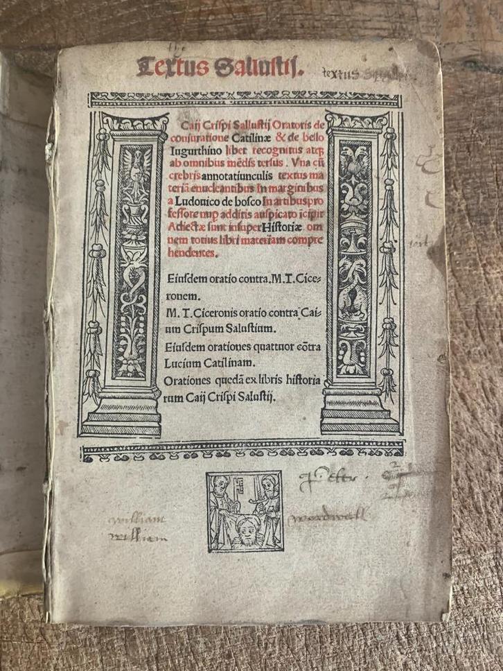 Boek Sallustius Cicero 1520 met houtsnedes perkamenten band, Antiek en Kunst, Antiek | Boeken en Bijbels, Ophalen of Verzenden