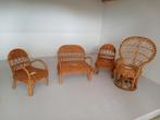 Mini Rotan Stoeltjes Set, Bruin, Vintage, Riet of Rotan, Ophalen of Verzenden