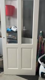 Massieve opdekdeur met crepeglas, Doe-het-zelf en Verbouw, Deuren en Horren, Ophalen, Gebruikt, Binnendeur, 200 tot 215 cm