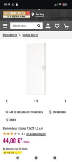 Nieuwe stompe binnendeur 73x211,5 cm Hornbach, Doe-het-zelf en Verbouw, Deuren en Horren, Ophalen, Minder dan 80 cm, Binnendeur