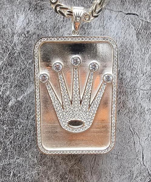 Rolex plaat zilver 925 hanger, Sieraden, Tassen en Uiterlijk, Kettinghangers, Nieuw, Zilver, Zilver, Overige voorstellingen, Ophalen of Verzenden