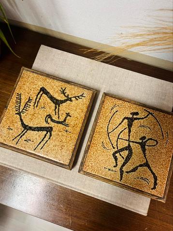 Prachtige set vintage onderzetters tegels wandtegel kunst beschikbaar voor biedingen