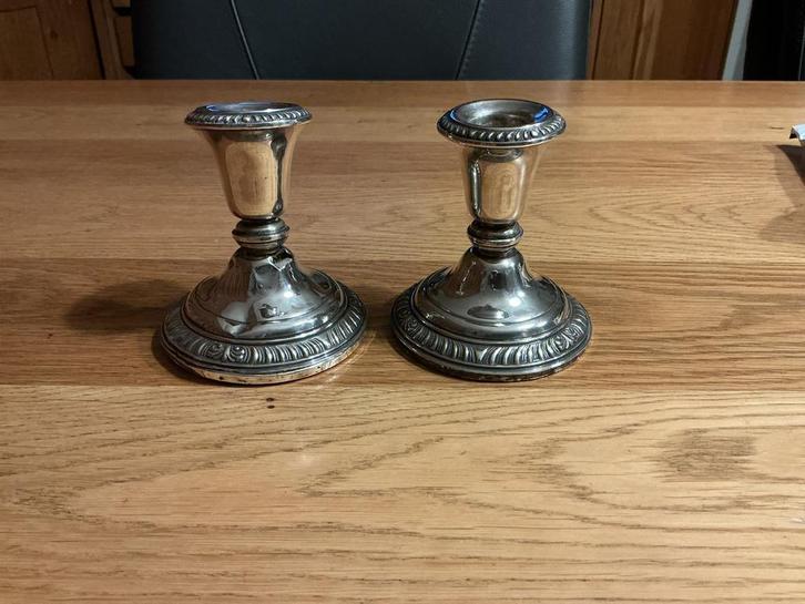 2 zilveren kandelaars sterling zilver, Antiek en Kunst, Antiek | Kandelaars, Zilver, Ophalen of Verzenden