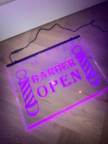 Barber shop neon lichtbord, nieuw, 30x40cm beschikbaar voor biedingen