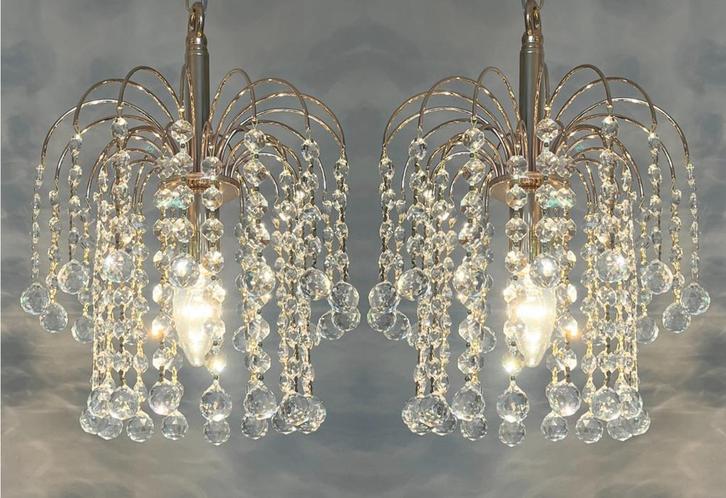 4 stuks gemerkte SWAROVSKI kristallen kroonluchters, Huis en Inrichting, Lampen | Kroonluchters, Glas, Ophalen of Verzenden