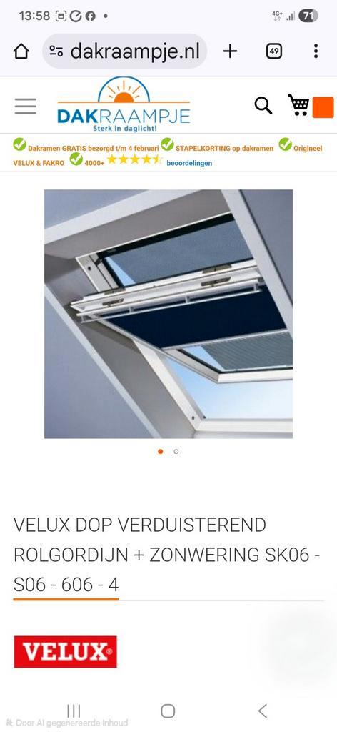 Velux Dakraam met Verduisterend Rolgordijn HR++ 114x118cm, Doe-het-zelf en Verbouw, Deuren en Horren, Zo goed als nieuw, Overige typen