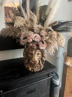 Leeuwenkop vaas met kunstbloemen, Overige materialen, Overige kleuren, Nieuw, Ophalen of Verzenden