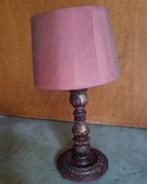 Barok houten goud/bruin kleurige lampstandaard met kap, Huis en Inrichting, Lampen | Tafellampen, Ophalen of Verzenden, Stof, Minder dan 50 cm