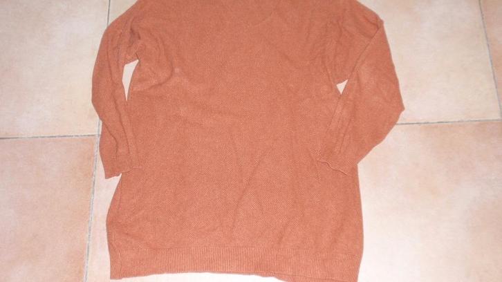 zgan Damestrui roestbruin mt L/XL V hals recht model viscose, Kleding | Dames, Truien en Vesten, Zo goed als nieuw, Maat 46/48 (XL) of groter