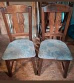 4 donker eiken stoelen, Ophalen, Zo goed als nieuw, Bruin, Stof