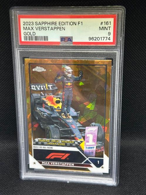 F1 Max Verstappen #161 Topps Sapphire PSA 9 Genummerd 38/50, Hobby en Vrije tijd, Stickers en Plaatjes, Nieuw, Plaatje, Verzenden