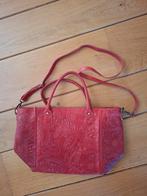 Rode leren handtas met bloemmotief, Ophalen of Verzenden, Zo goed als nieuw, Rood, Handtas
