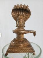 India Nepal messing afgod beeldje Shiva lingam met naga, Ophalen of Verzenden