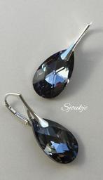 Oorbellen Swarovski kristal NIEUW goud zilver ketting parel, Met kristal, Hangers, Verzenden, Zwart