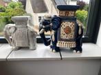 Olifant plantenstandaard 2x blauw en wit, Ophalen of Verzenden, Gebruikt, Dier