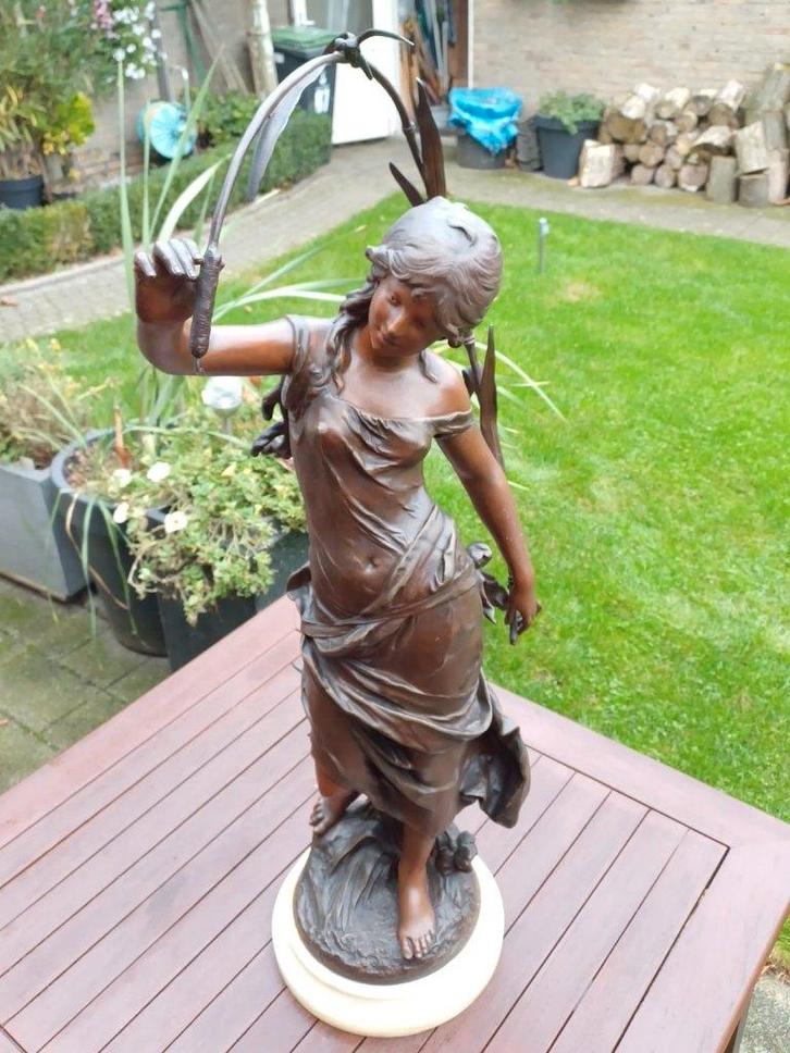 Auguste Moreau (Antiek Bronzen Beeld) Engel met koren, Antiek en Kunst, Kunst | Beelden en Houtsnijwerken, Ophalen
