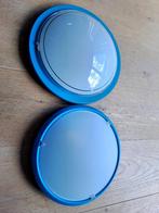2 plafonnières met blauwe details, Huis en Inrichting, Lampen | Plafondlampen, Ophalen, Gebruikt, Glas