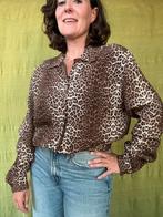 Vintage blouse / shirt - panterprint - print - bruin - 40/L, Kleding | Dames, Maat 38/40 (M), Hgv, Bruin, Hgv