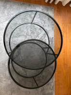 Twee salontafels met donker gekleurd glas, Huis en Inrichting, Tafels | Salontafels, Ophalen, Gebruikt, 50 tot 100 cm, Rond