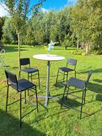 4 Hoge Barstoelen - Zwart Kunststof/Metaal, Ophalen, Gebruikt, Met voetsteun, 60 tot 90 cm