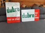 Prachtige set oude emaille reclameborden Dubro, Verzamelen, Ophalen of Verzenden, Gebruikt, Reclamebord