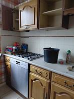 Eiken L-keuken met inbouwapparatuur, Huis en Inrichting, Keuken | Complete keukens, Gebruikt, Bruin, Hoekkeuken, Ophalen of Verzenden