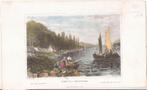 Gezicht bij Chokier View near Choquier staalgravure 1830, Antiek en Kunst, Ophalen of Verzenden
