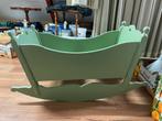 Antieke schommelwieg wieg Farrow & Ball groen bedje, Ophalen