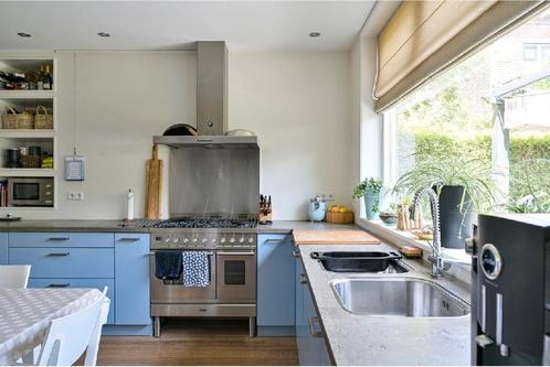 Mooie blauwe keuken, Huis en Inrichting, Keuken | Complete keukens, Gebruikt, Hoekkeuken, Blauw, Kunststof, Hoogglans of Gelakt