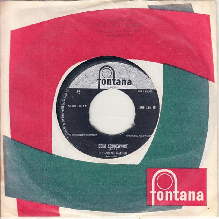 duo sjeng haeren - beim kronenwirt  / zwarte ogen ( 1960), Cd's en Dvd's, Vinyl Singles, Single, Nederlandstalig, 7 inch, Ophalen of Verzenden