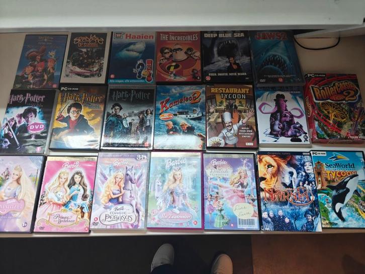 Grote collectie PC spellen/DVD'S + Barbie / Harry Potter, Cd's en Dvd's, VHS | Kinderen en Jeugd, Gebruikt, Alle leeftijden, Ophalen of Verzenden