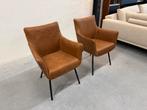2 Nieuw Label van den Berg Chief Low Eetkamerstoel, Huis en Inrichting, Stoelen, Twee, Bruin, Nieuw, Leer