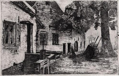 ets watermolen boerderij water Limburg, monogram AO nr 1-15, Antiek en Kunst, Kunst | Etsen en Gravures, Verzenden