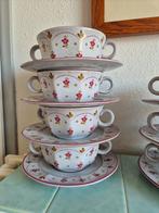 7x Gebloemde Soepkommen met borden., Ophalen of Verzenden