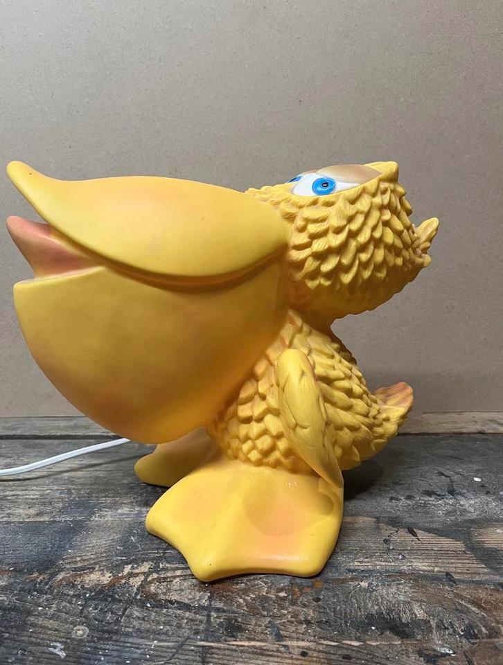 Vintage vinyl pelikaan lamp, Huis en Inrichting, Lampen | Tafellampen, Gebruikt, Minder dan 50 cm, Kunststof, Ophalen of Verzenden