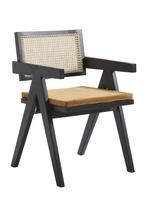 OHNO Furniture Houston - Houten Kantoorstoel - Zwart, Riet of Rotan, Zwart, Nieuw, Ophalen of Verzenden