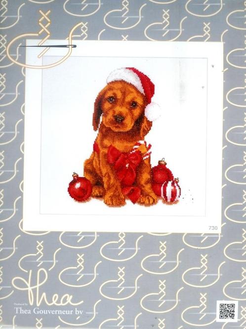 Cado THEA GOUVERNEUR BORDUURPAKKET CHRISTMAS PUPPY  730, Hobby en Vrije tijd, Borduren en Borduurmachines, Nieuw, Borduurpakket