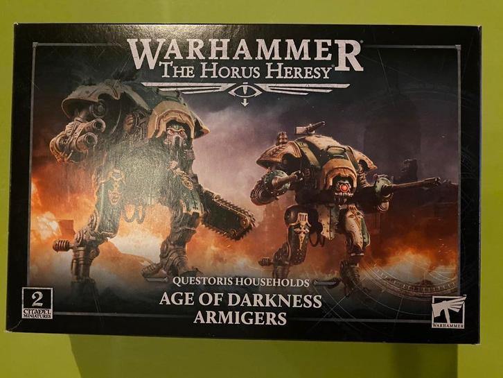 2 Age of Darkness Armigers, Hobby en Vrije tijd, Wargaming, Zo goed als nieuw, Warhammer, Figuurtje(s), Ophalen of Verzenden