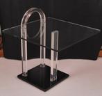 Aparte Design glazen bijzettafel met plexiglas en marmer, Vintage Design, Overige materialen, Gebruikt, Ophalen