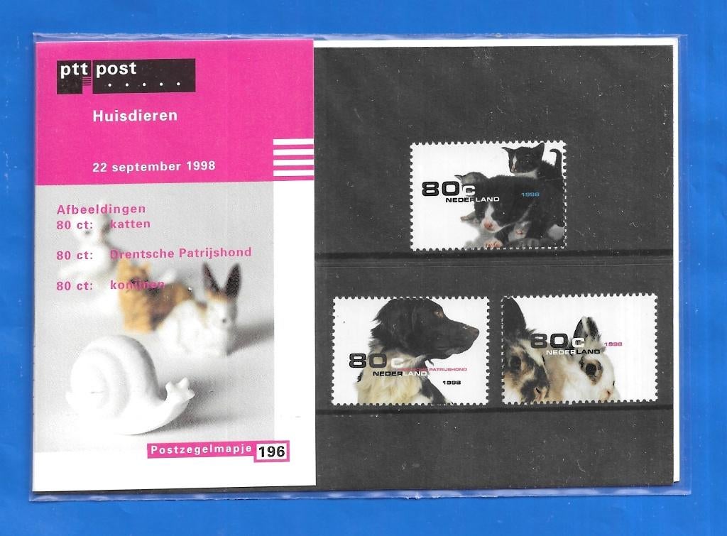 Postzegelmapje 196 Huisdieren - 1998, Verzenden, Na 1940, Postfris