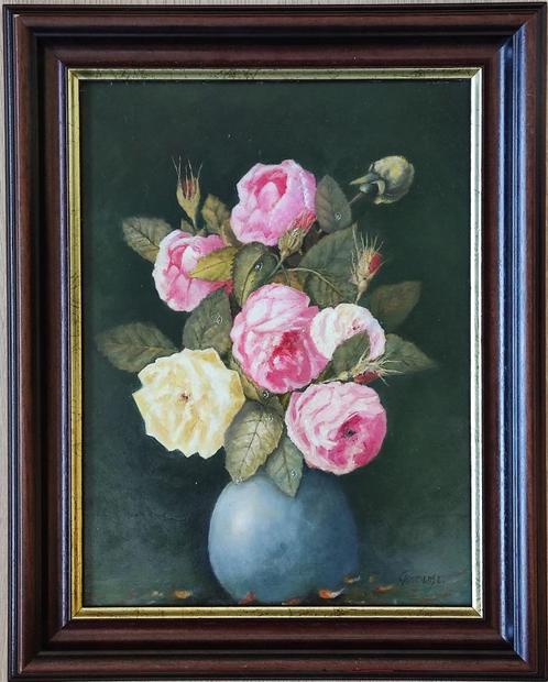 Emile Geudens (1926-2011) - Stilleven met rozen, Antiek en Kunst, Kunst | Schilderijen | Klassiek, Ophalen of Verzenden