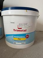 10 liter latex Trimetal geel, Doe-het-zelf en Verbouw, Verf, Beits en Lak, 5 tot 10 liter, Ophalen, Zo goed als nieuw, Verf
