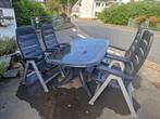 Een tuinset bestaande uit een tafel van Hartman, 4 stoelen e, Ophalen, 4 zitplaatsen, Kunststof, Gebruikt