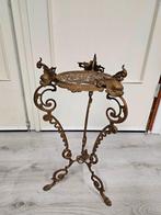 Antieke messing plantentafel voor €50,-!, Huis en Inrichting, Ophalen, Minder dan 55 cm, Rond, Zo goed als nieuw