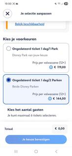 Disneyland Parijs tickets 1 dag-2 parken 5 stuks