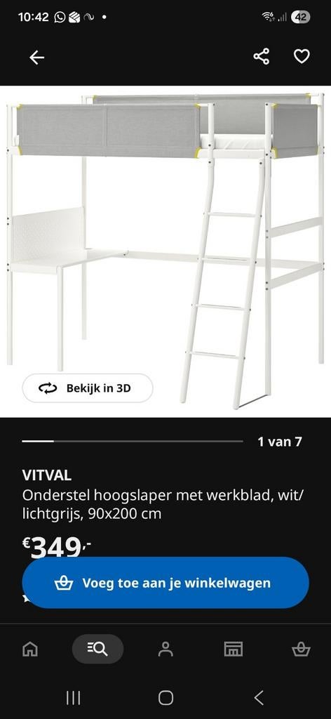 Hoogslaper met bureau 90x200, Huis en Inrichting, Slaapkamer | Stapelbedden en Hoogslapers, Ophalen, Eenpersoons, 160 tot 180 cm