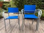 Blauwe stapelbare stoelen - Set van 4, Huis en Inrichting, Stoelen, Ophalen, Gebruikt, Blauw, Vier